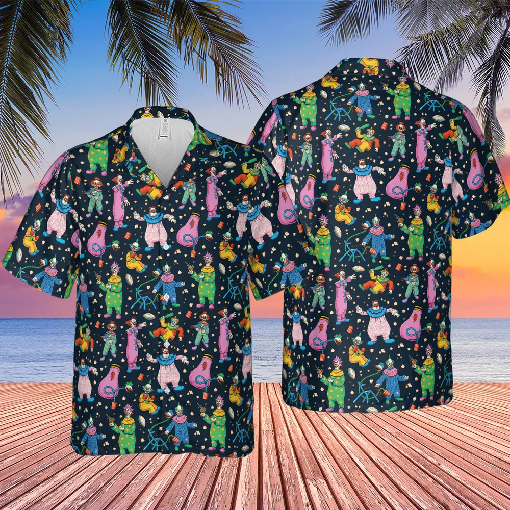 Clowns Popcorn Killer Klowns from Outer Space Pattern Hawaiian Shirt - 2