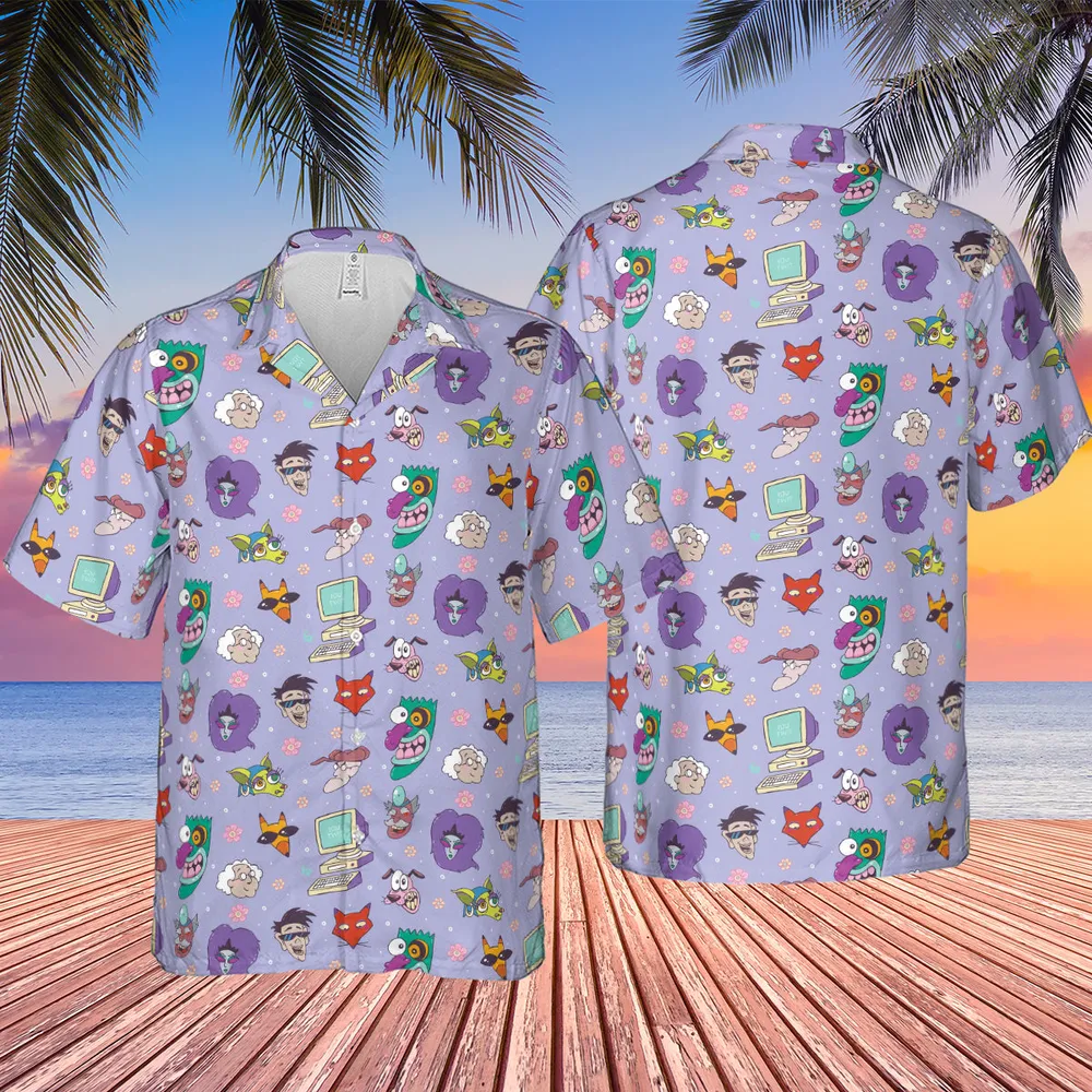 Courage the Cowardly Dog Characters Pattern Hawaiian Shirt - 2