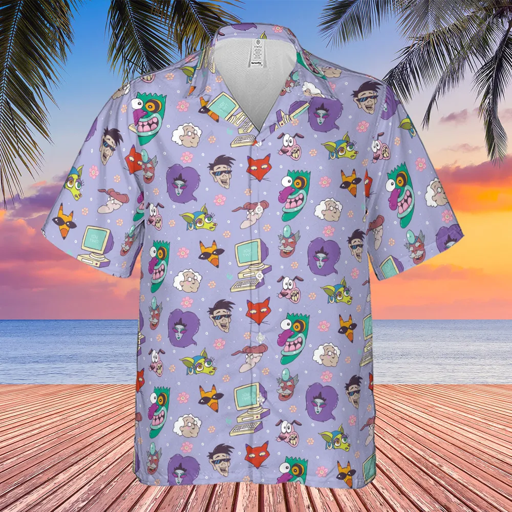 Courage the Cowardly Dog Characters Pattern Hawaiian Shirt - 4