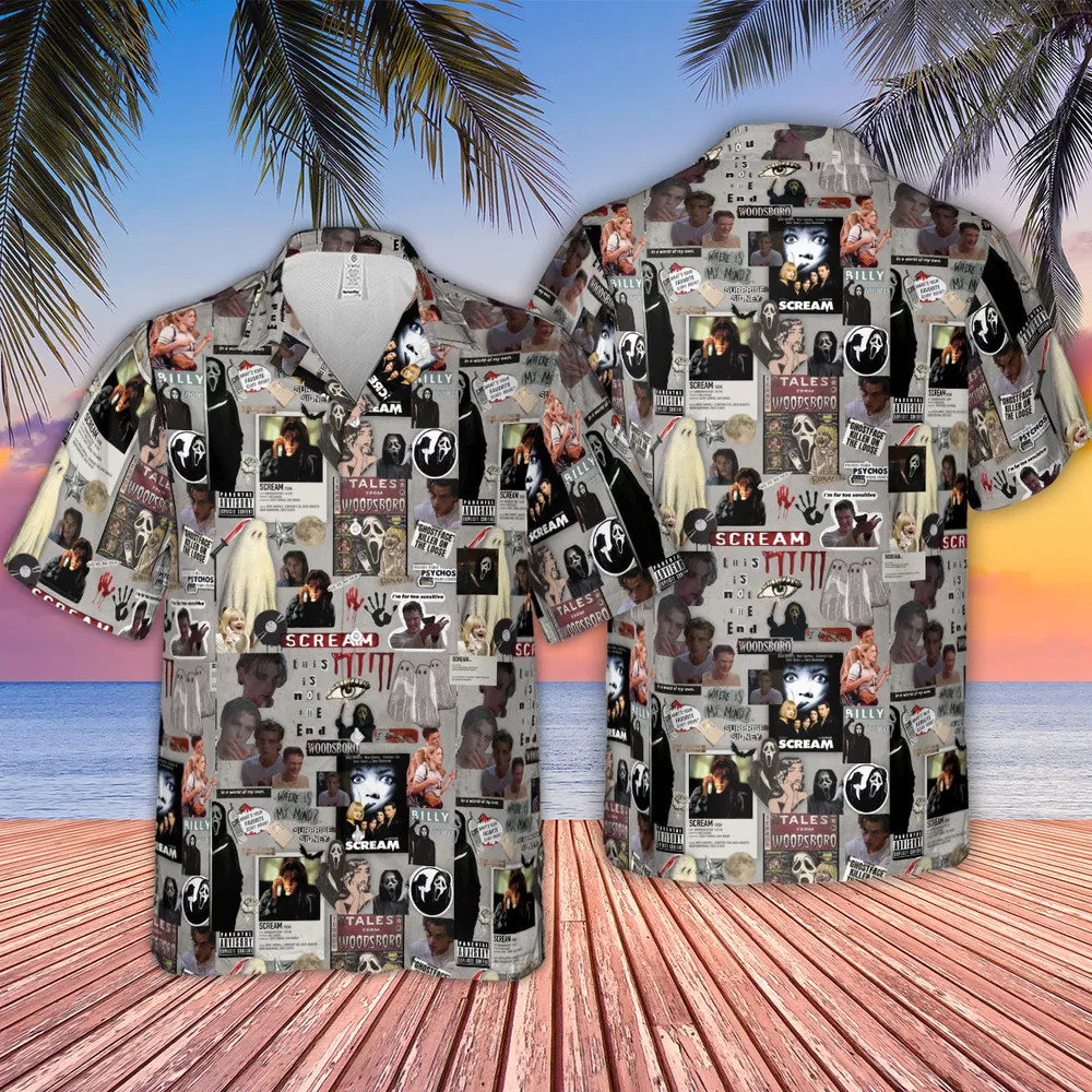 Crime Scene Scream Aesthetic Pattern Hawaiian Shirt - 4