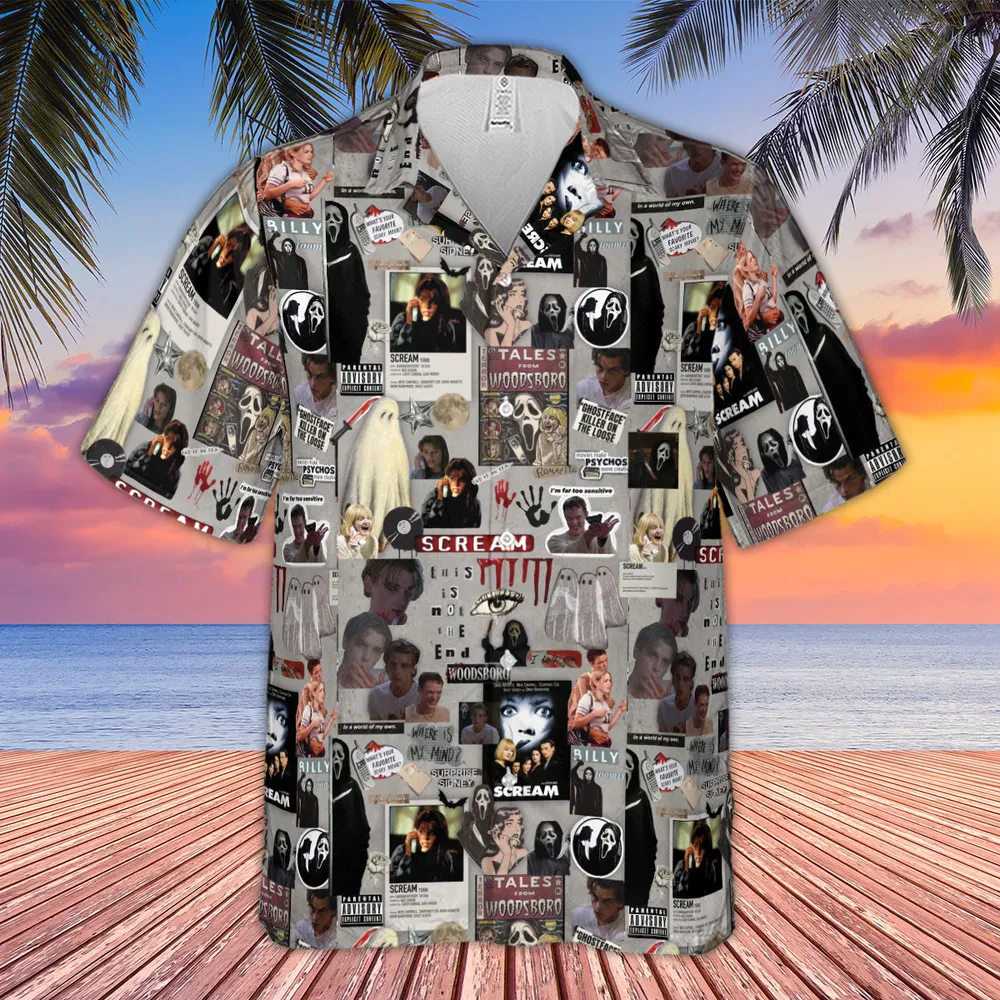 Crime Scene Scream Aesthetic Pattern Hawaiian Shirt - 3