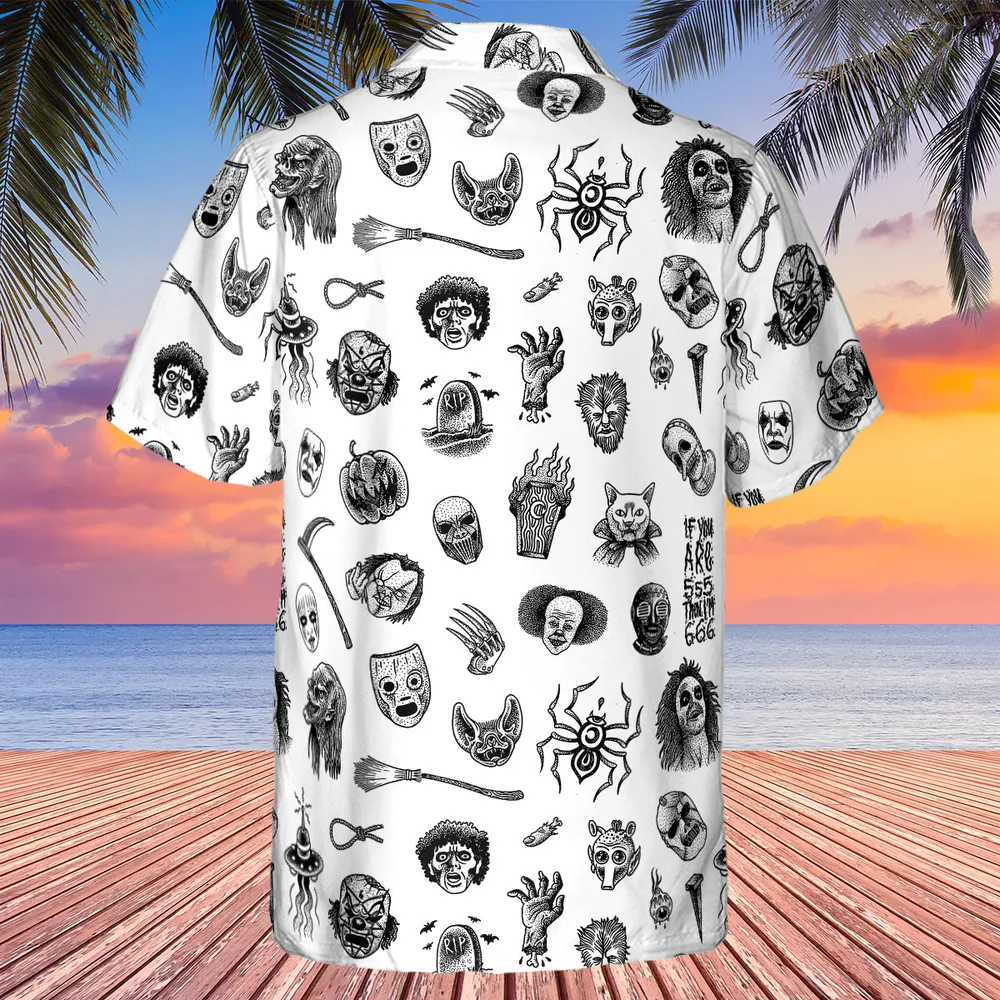 Cult Horror Characters Cryptkeeper Beetlejuice Chucky Fears of a clown Hawaiian Shirt - 3
