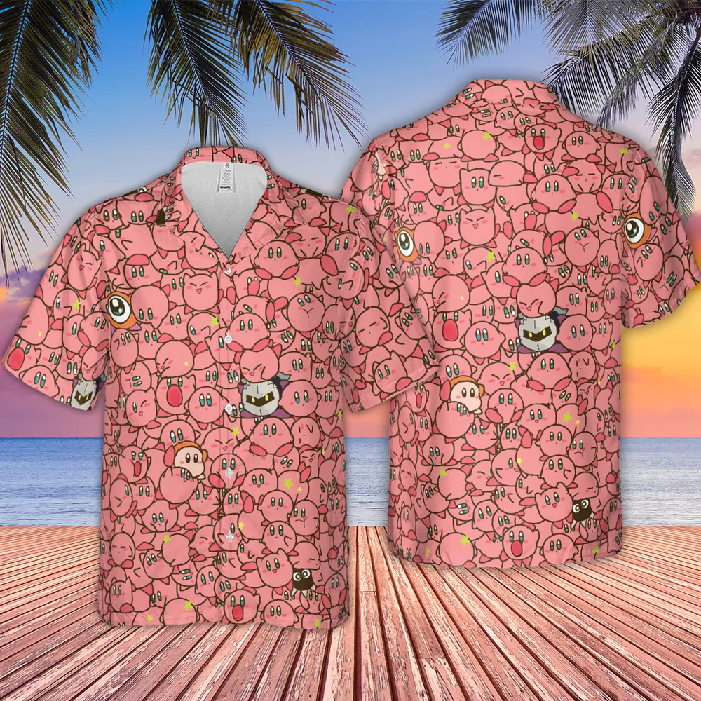 Cute Kirby Waddle Doo Bandana Waddle Dee Meta Knight Kirby's Characters Hawaiian Shirt - 3