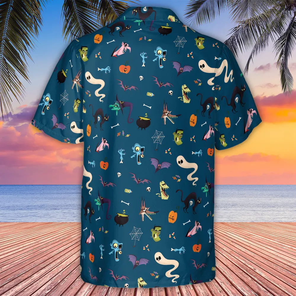 Cute Spooky Classic Monster Hawaiian Shirt - 3