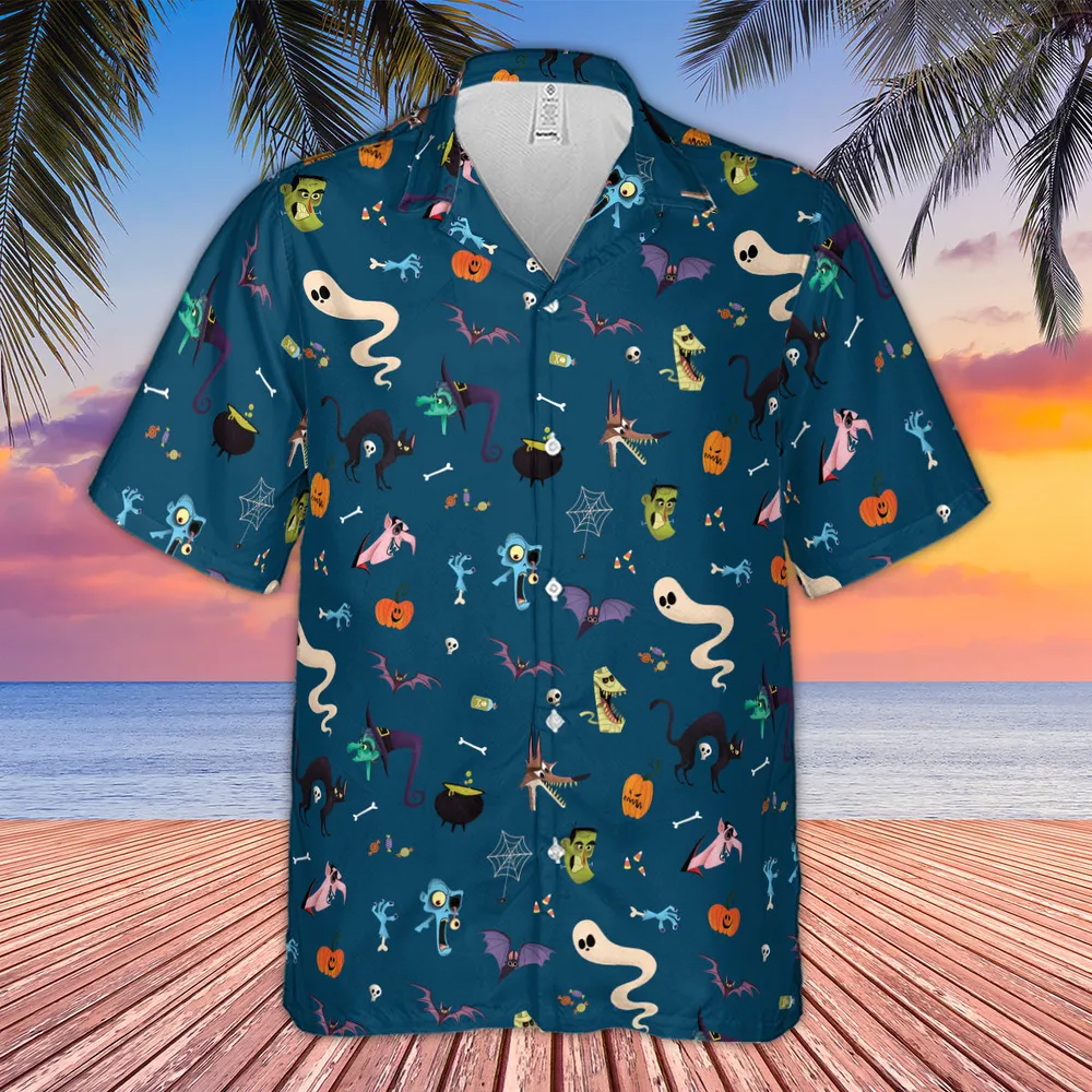 Cute Spooky Classic Monster Hawaiian Shirt - 4