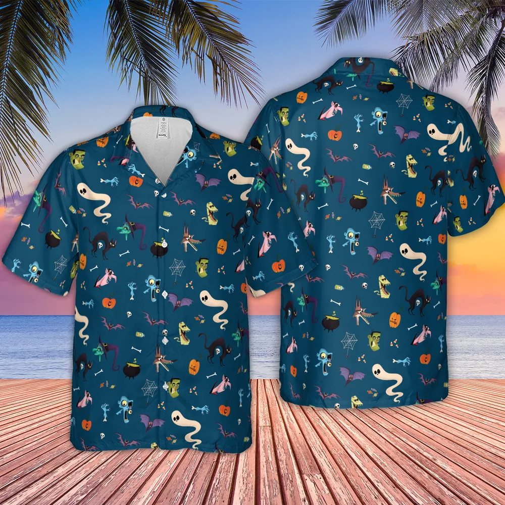 Cute Spooky Classic Monster Hawaiian Shirt - 2