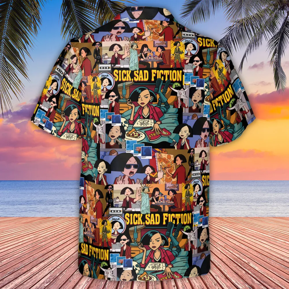 Daria Sick Sad Fiction Pattern Hawaiian Shirt - 3