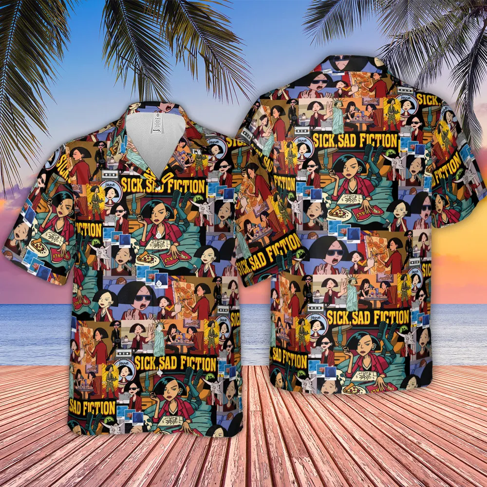 Daria Sick Sad Fiction Pattern Hawaiian Shirt - 2