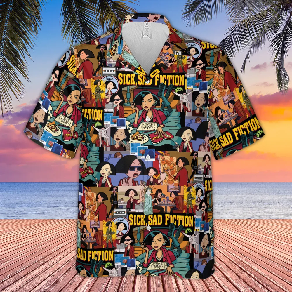 Daria Sick Sad Fiction Pattern Hawaiian Shirt - 4