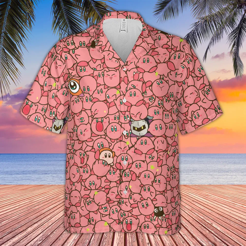 Cute Kirby Waddle Doo Bandana Waddle Dee Meta Knight Kirby's Characters Hawaiian Shirt - 5