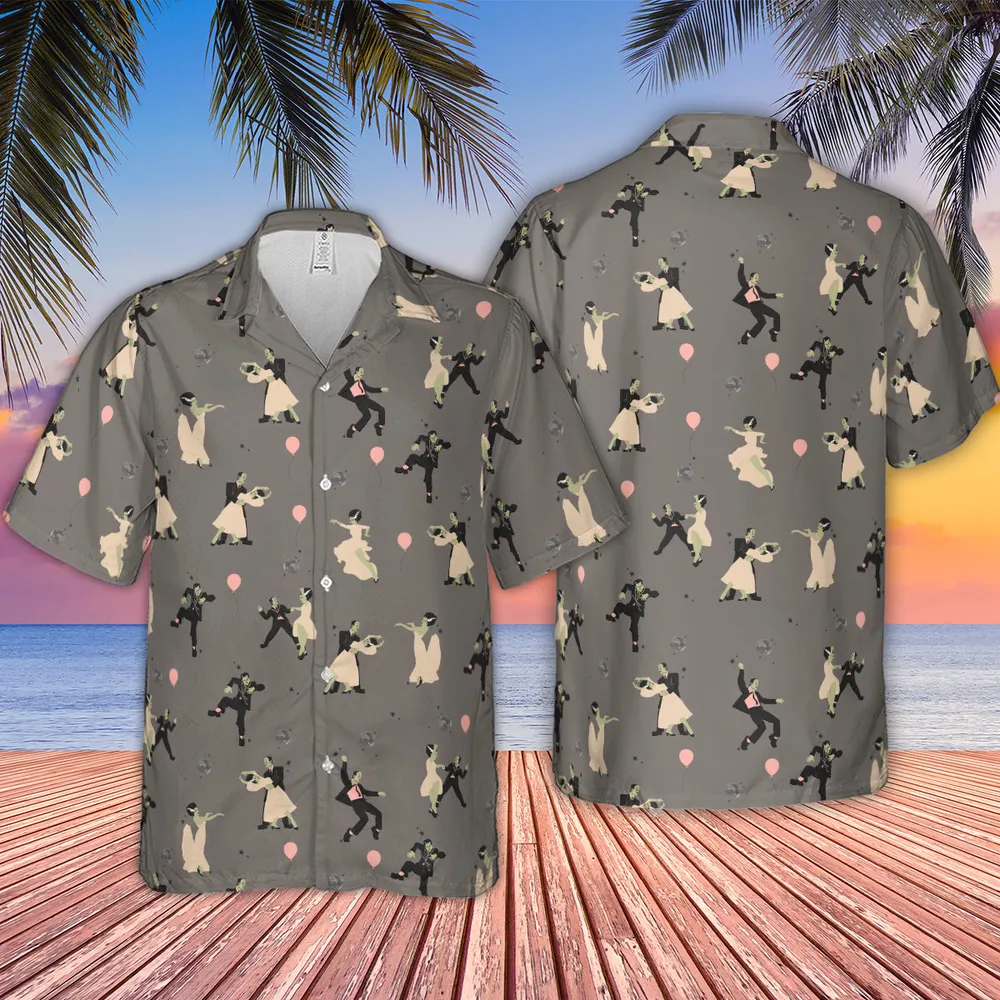 Dirty Dancing Frankenstein and Bride of Frankenstein Hawaiian Shirt - 2