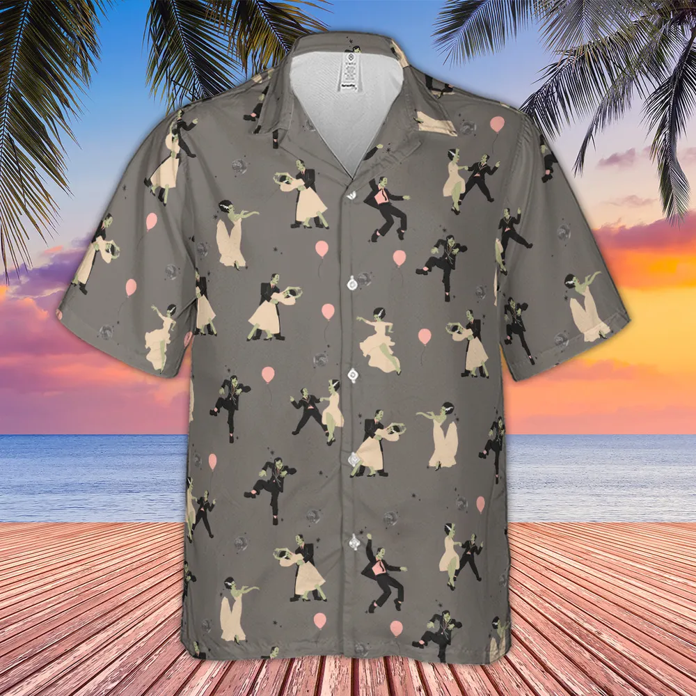Dirty Dancing Frankenstein and Bride of Frankenstein Hawaiian Shirt - 4