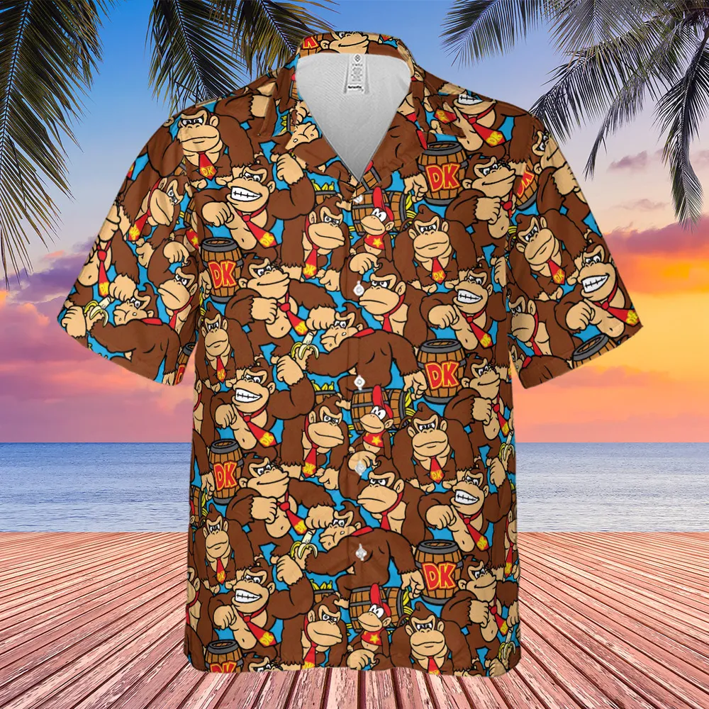 Donkey Kong Pattern Hawaiian Shirt - 3