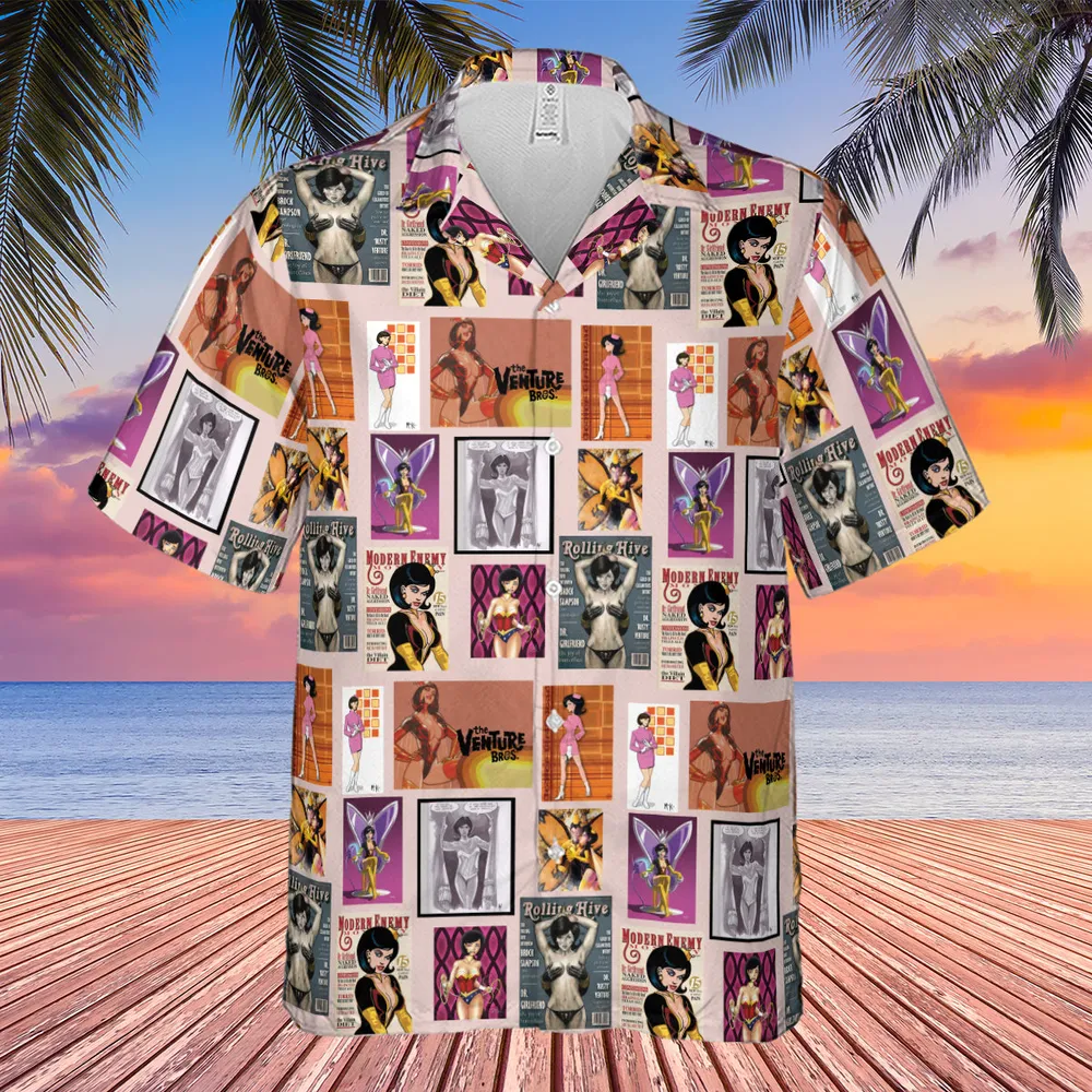 Dr. Mrs. The Monarch The Venture Bros. Magazine Poses Hawaiian Shirt - 4