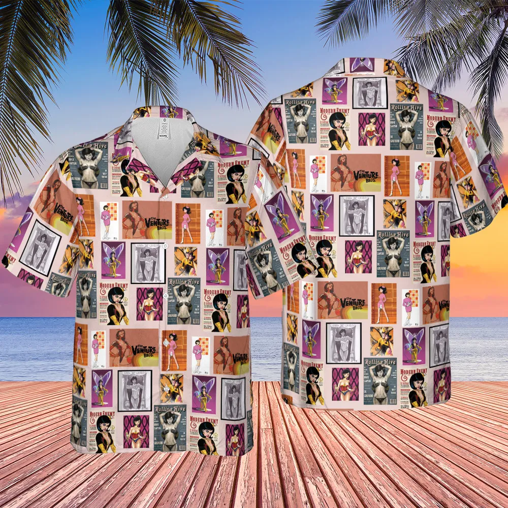 Dr. Mrs. The Monarch The Venture Bros. Magazine Poses Hawaiian Shirt - 2