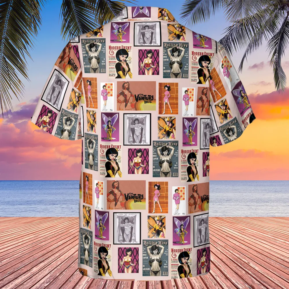 Dr. Mrs. The Monarch The Venture Bros. Magazine Poses Hawaiian Shirt - 3