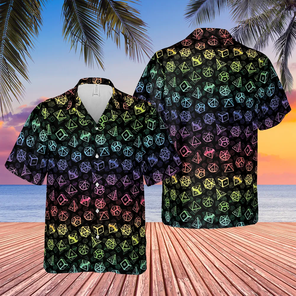 DnD Rainbow Dice Set Pattern Hawaiian Shirt - 2