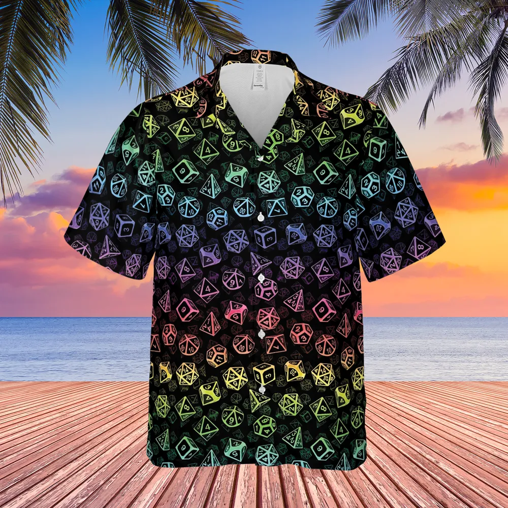 DnD Rainbow Dice Set Pattern Hawaiian Shirt - 3