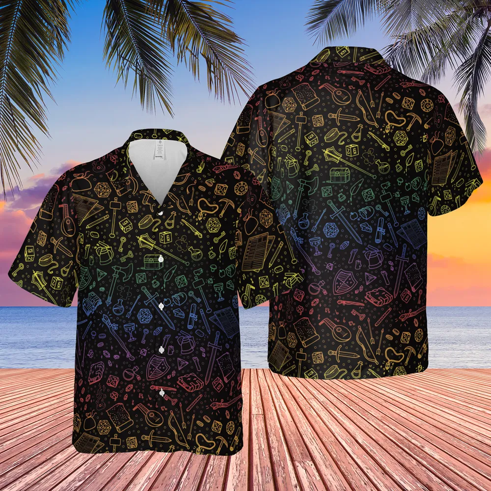 DnD Tabletop RPG Pattern Hawaiian Shirt - 3