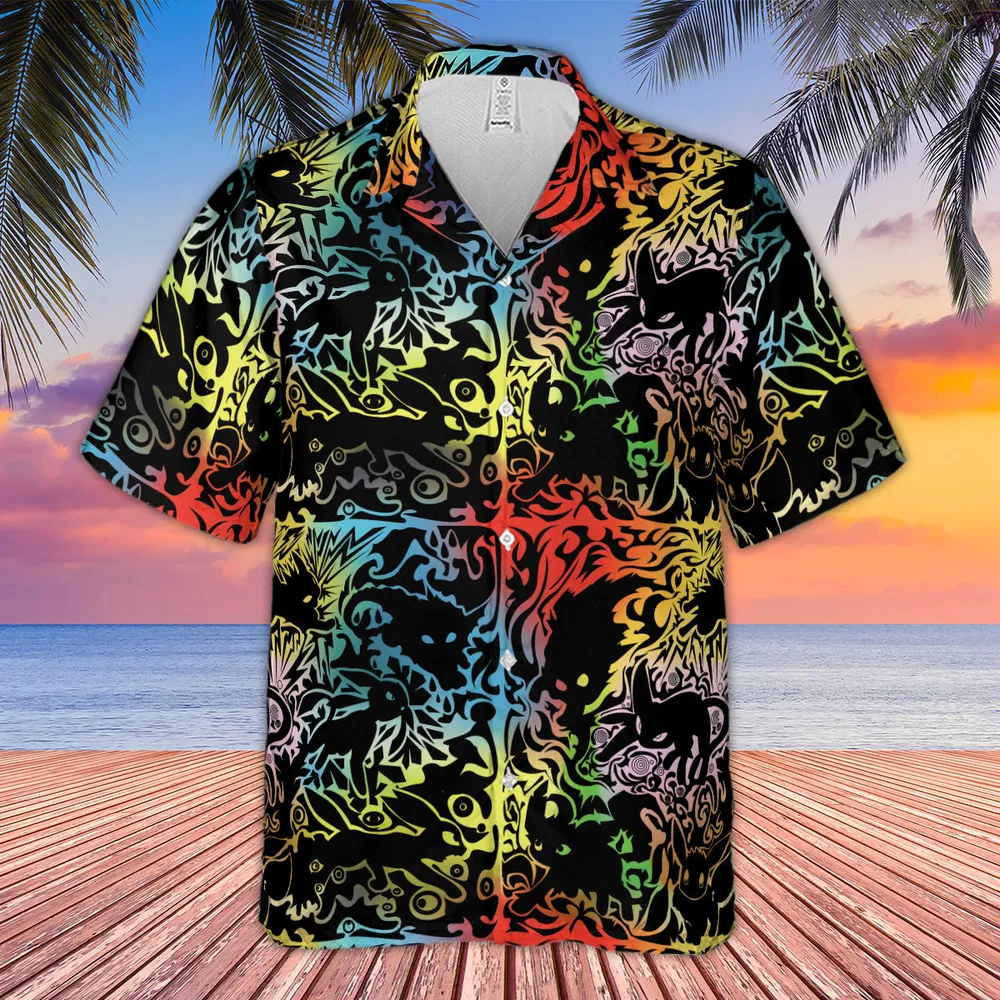 Eevee Pokemon Black Hawaiian Shirt - 4