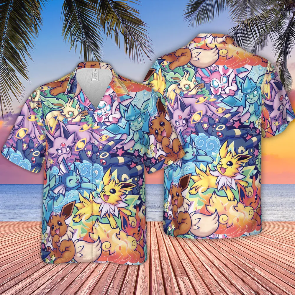 Evolutionary line of Eevee Pokemon Hawaiian Shirt - 2