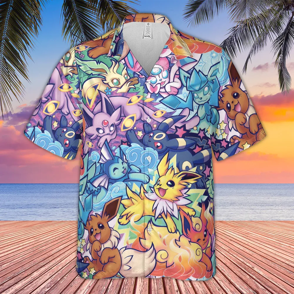 Evolutionary line of Eevee Pokemon Hawaiian Shirt - 4