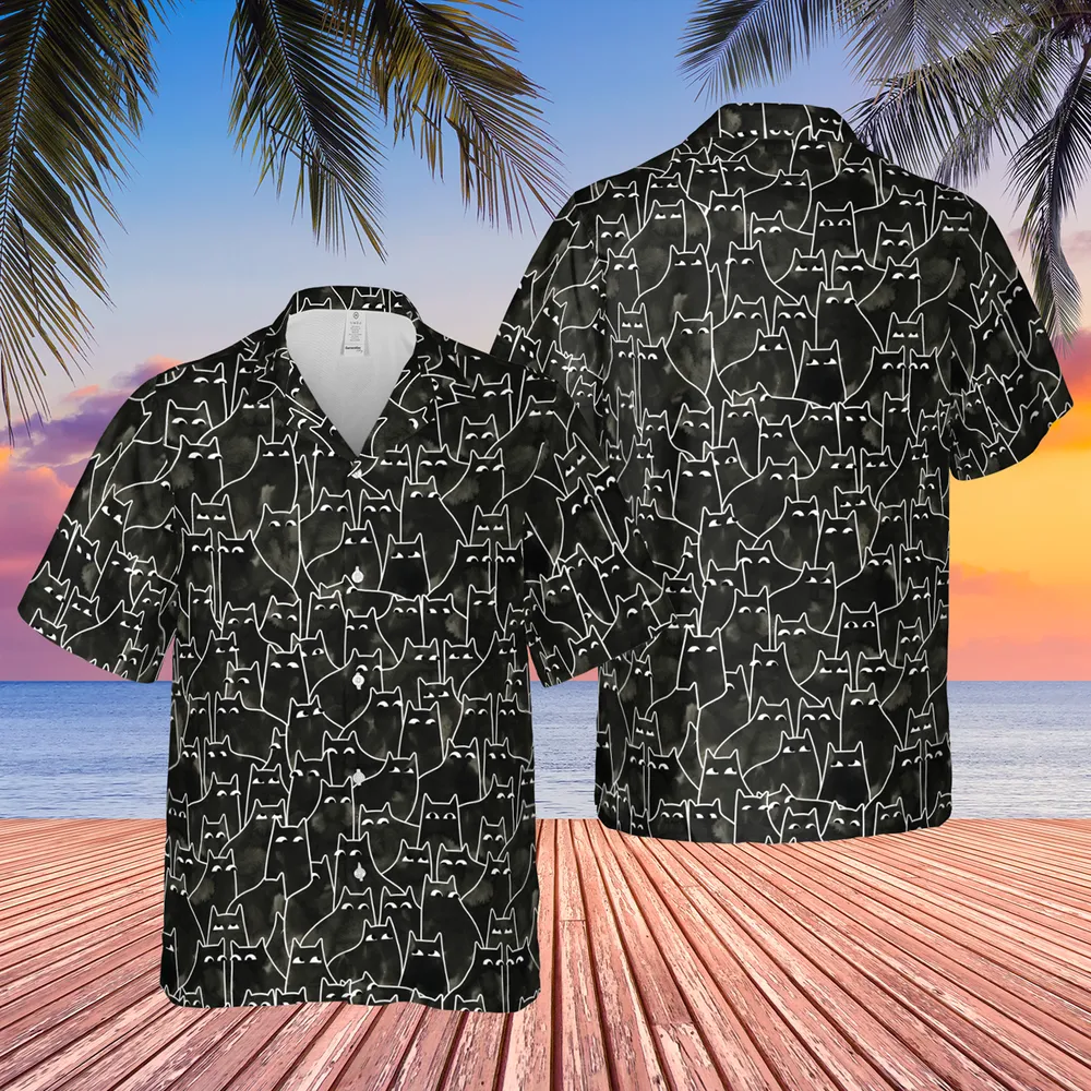 Suspicious Cats Funny Cat Hawaiian Shirt - 2