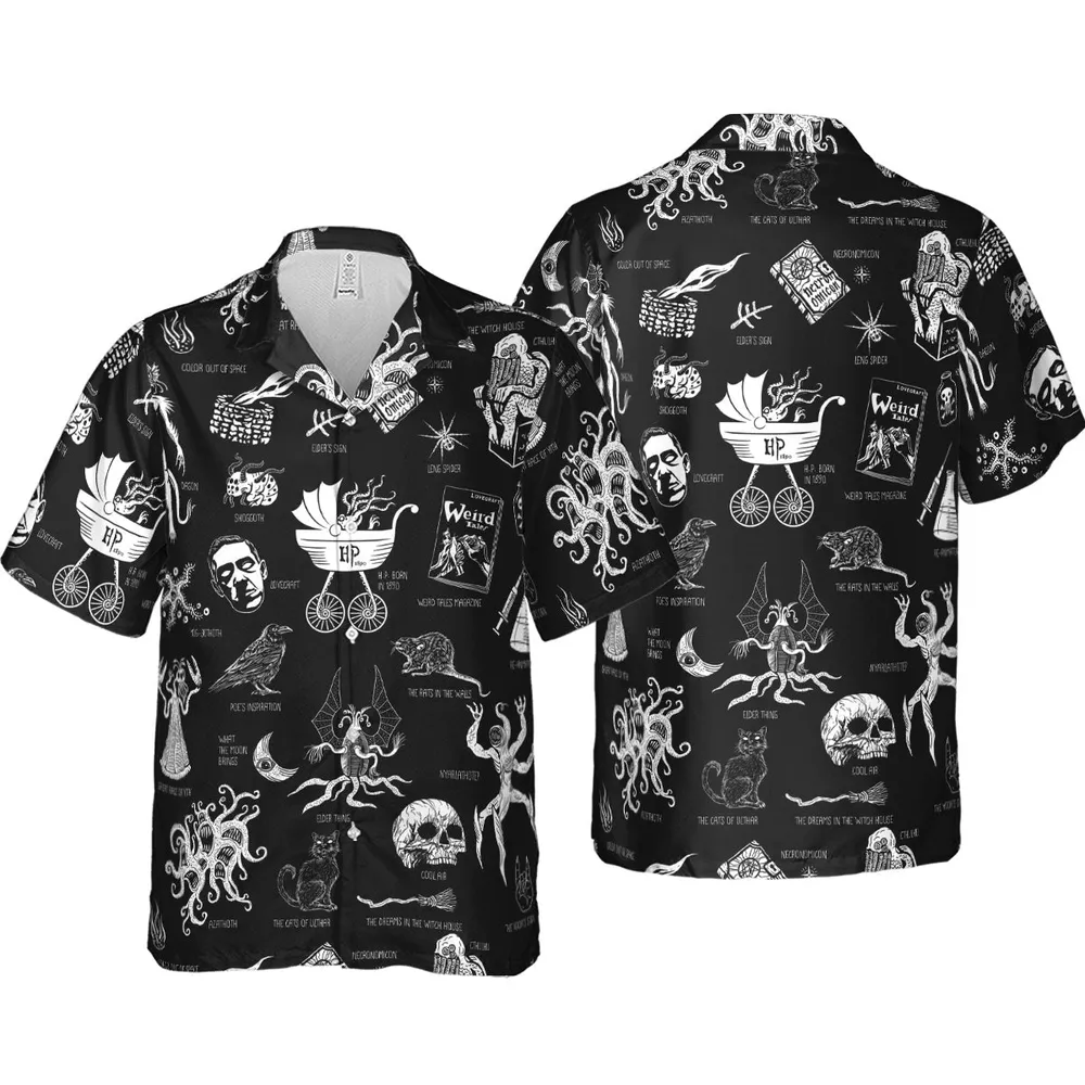 H.P. Lovecraft Monsters Hawaiian Shirt - 4