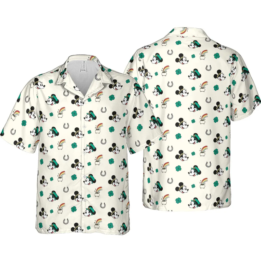 Mickey and Minnie St. Patrick's  Day Pattern Hawaiian Shirt - 4