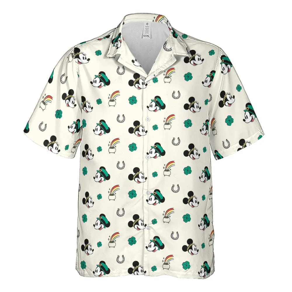 Mickey and Minnie St. Patrick's  Day Pattern Hawaiian Shirt - 2