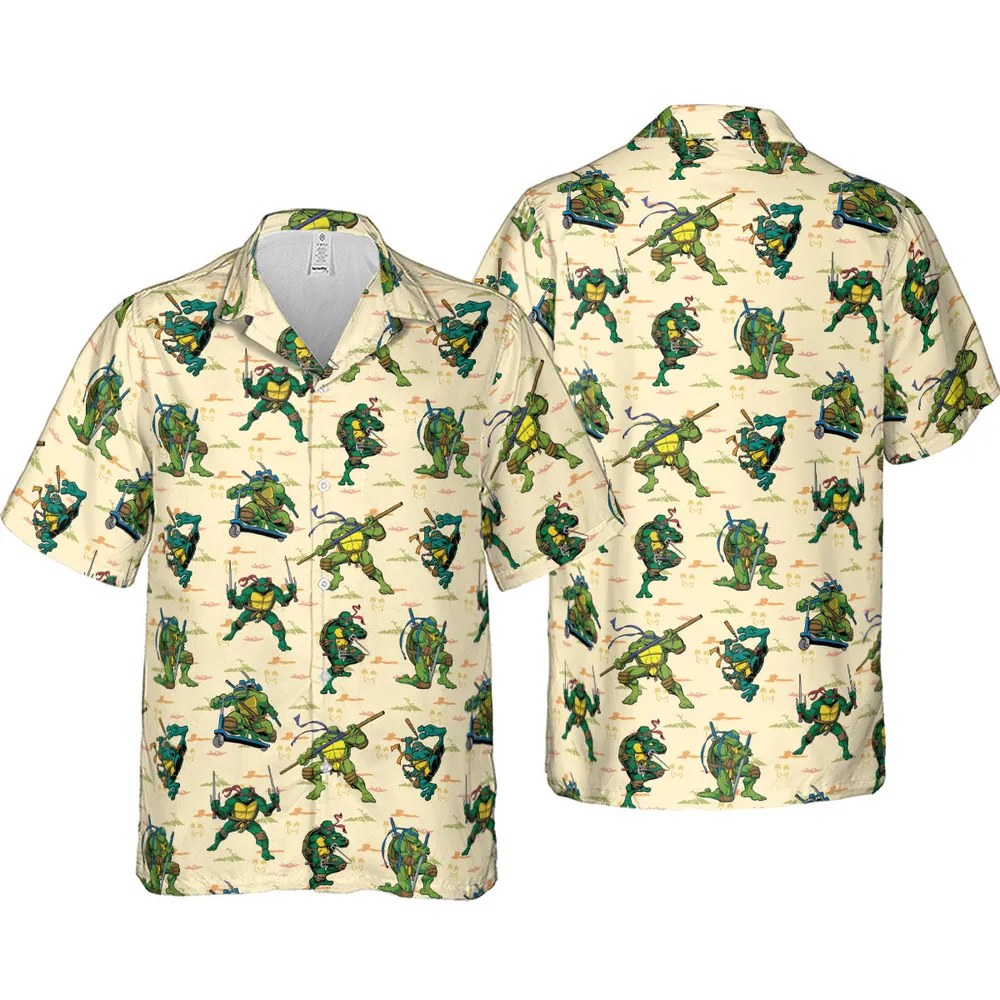 TMNT Characters Weapon Pattern Hawaiian Shirt - 4