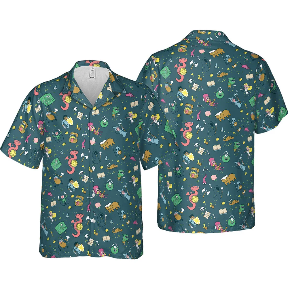 Cute Doodle Dungeons Hawaiian Shirt - 4