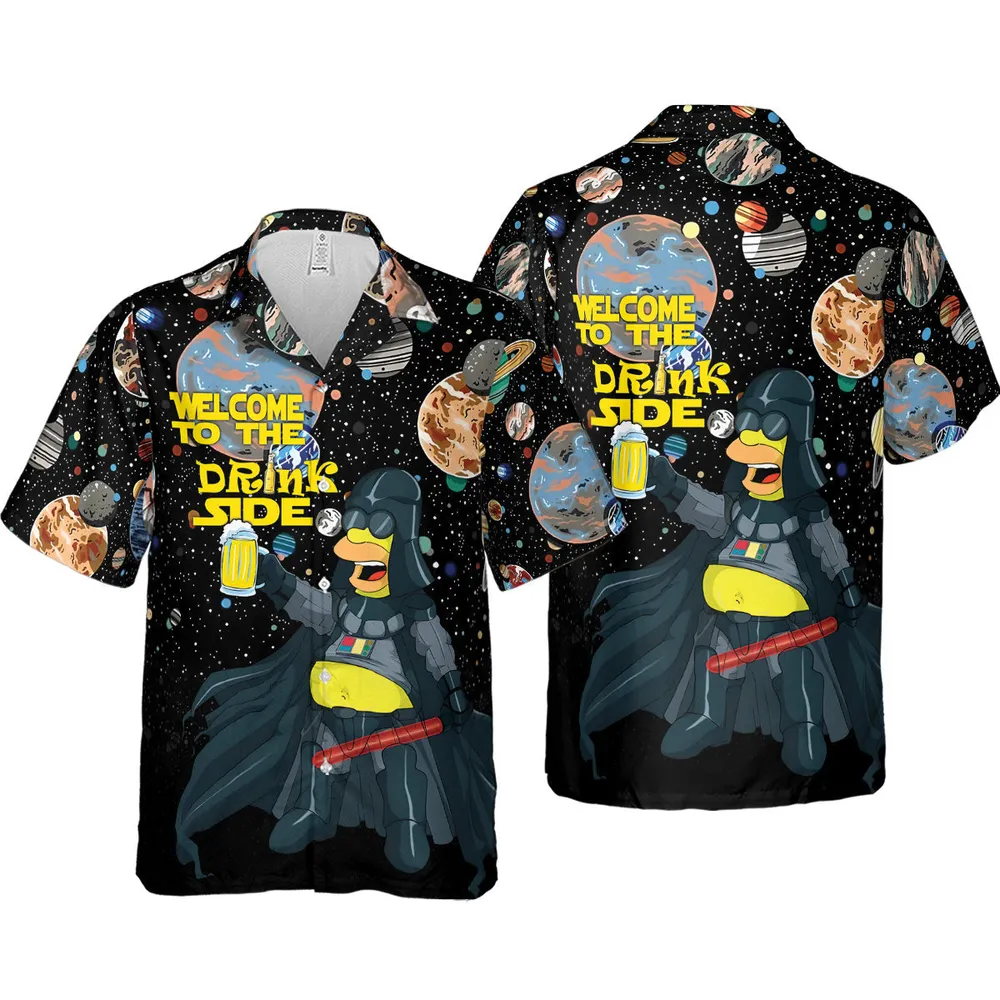 Simpson Darth Vader Welcome To The Drink Side Hawaiian Shirt - 4