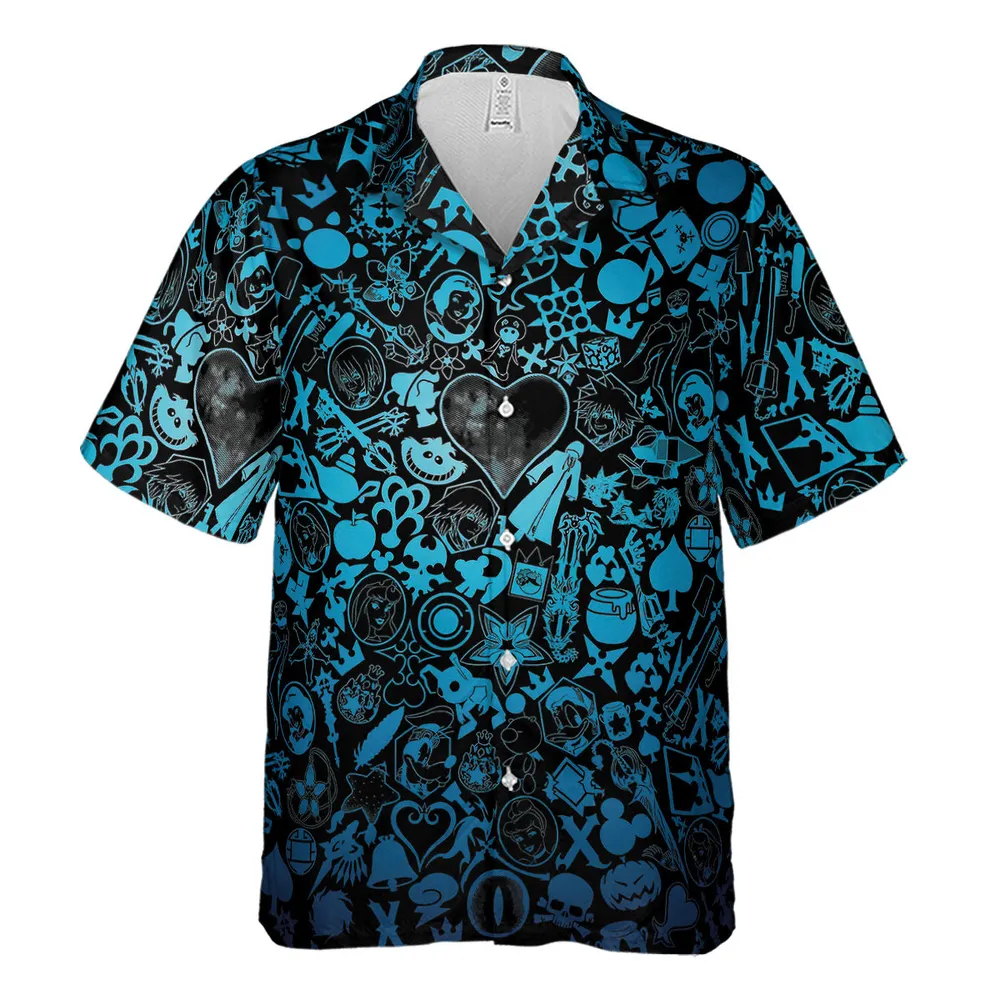 Blue Key Heart Kingdom Hearts Hawaiian Shirt - 2