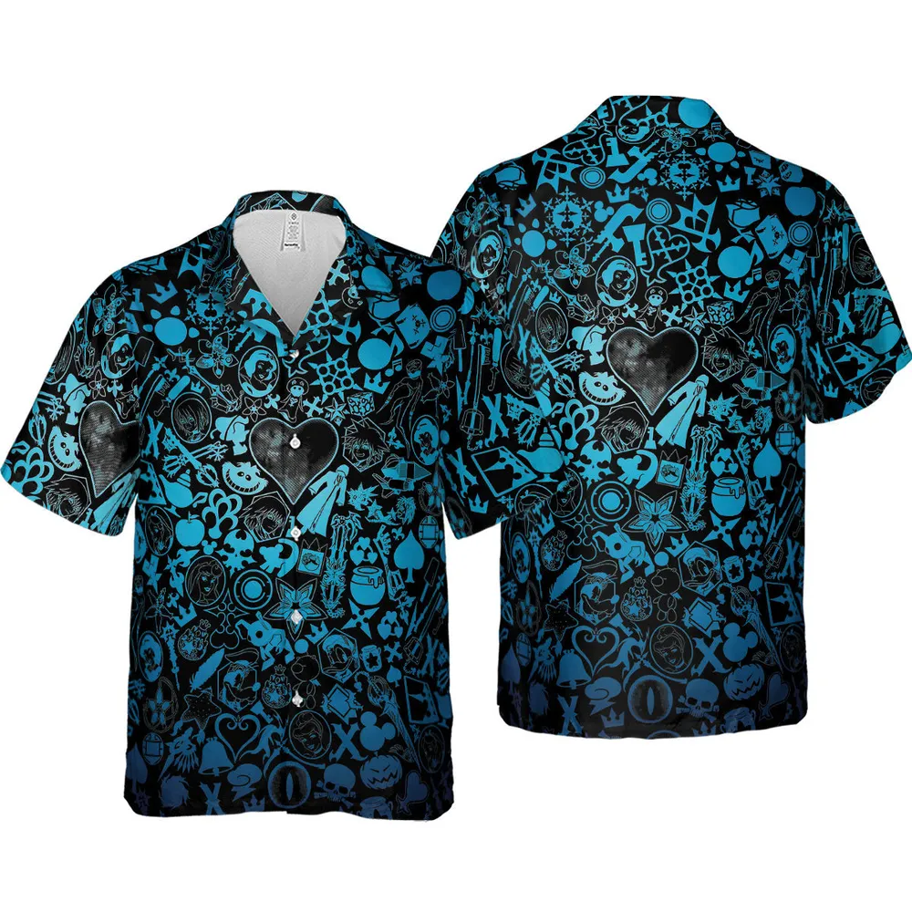 Blue Key Heart Kingdom Hearts Hawaiian Shirt - 4