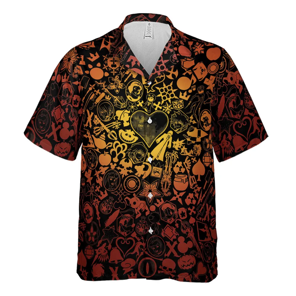 Red Key Heart Kingdom Hearts Hawaiian Shirt - 2
