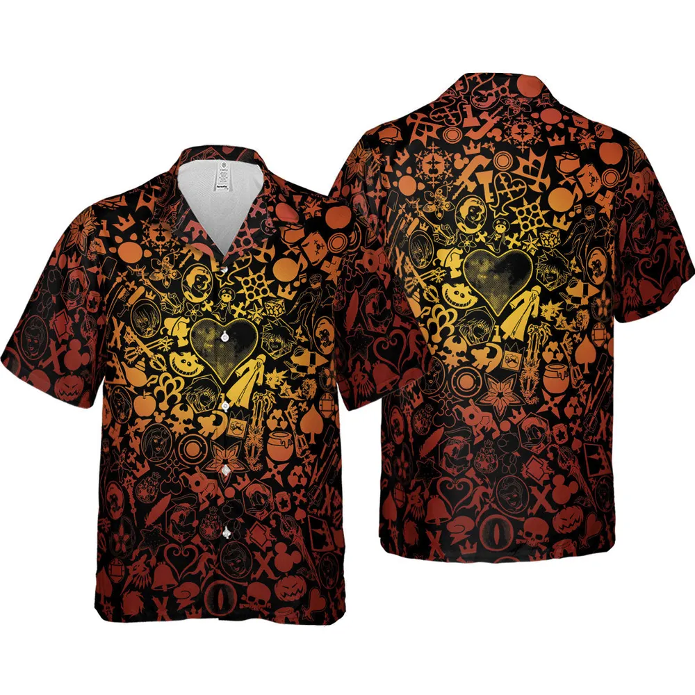 Red Key Heart Kingdom Hearts Hawaiian Shirt - 4