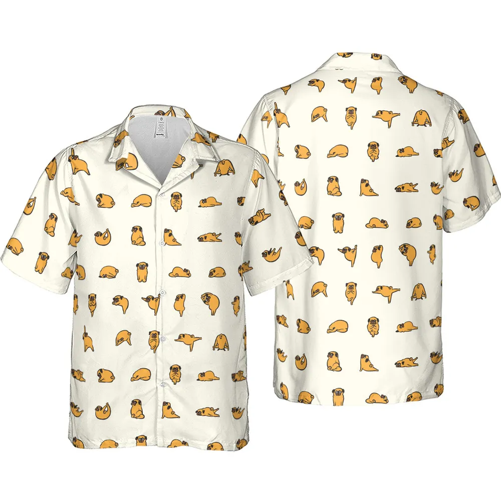 Pug Hot Yoga Pattern Hawaiian Shirt - 4