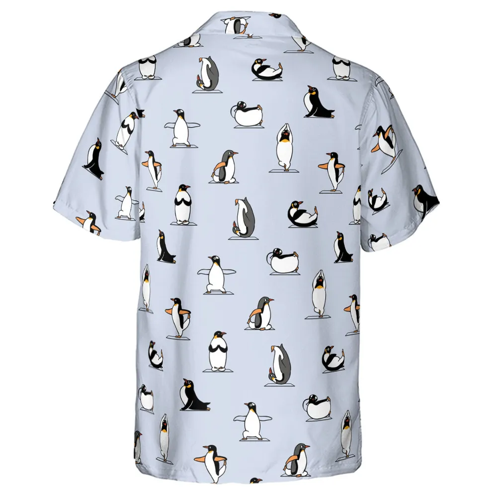 Penguin Yoga Pattern Hawaiian Shirt - 3