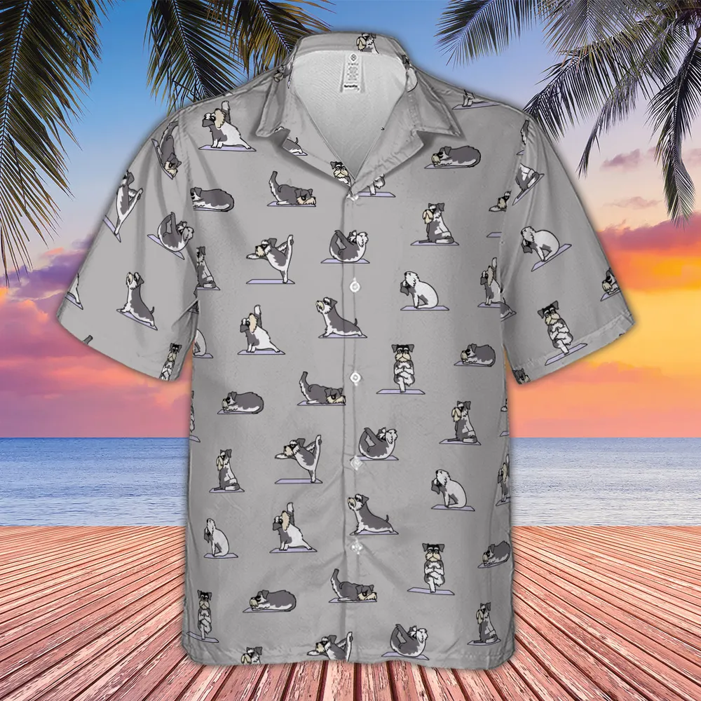 Miniature Schnauzer Yoga Pattern Hawaiian Shirt - 2
