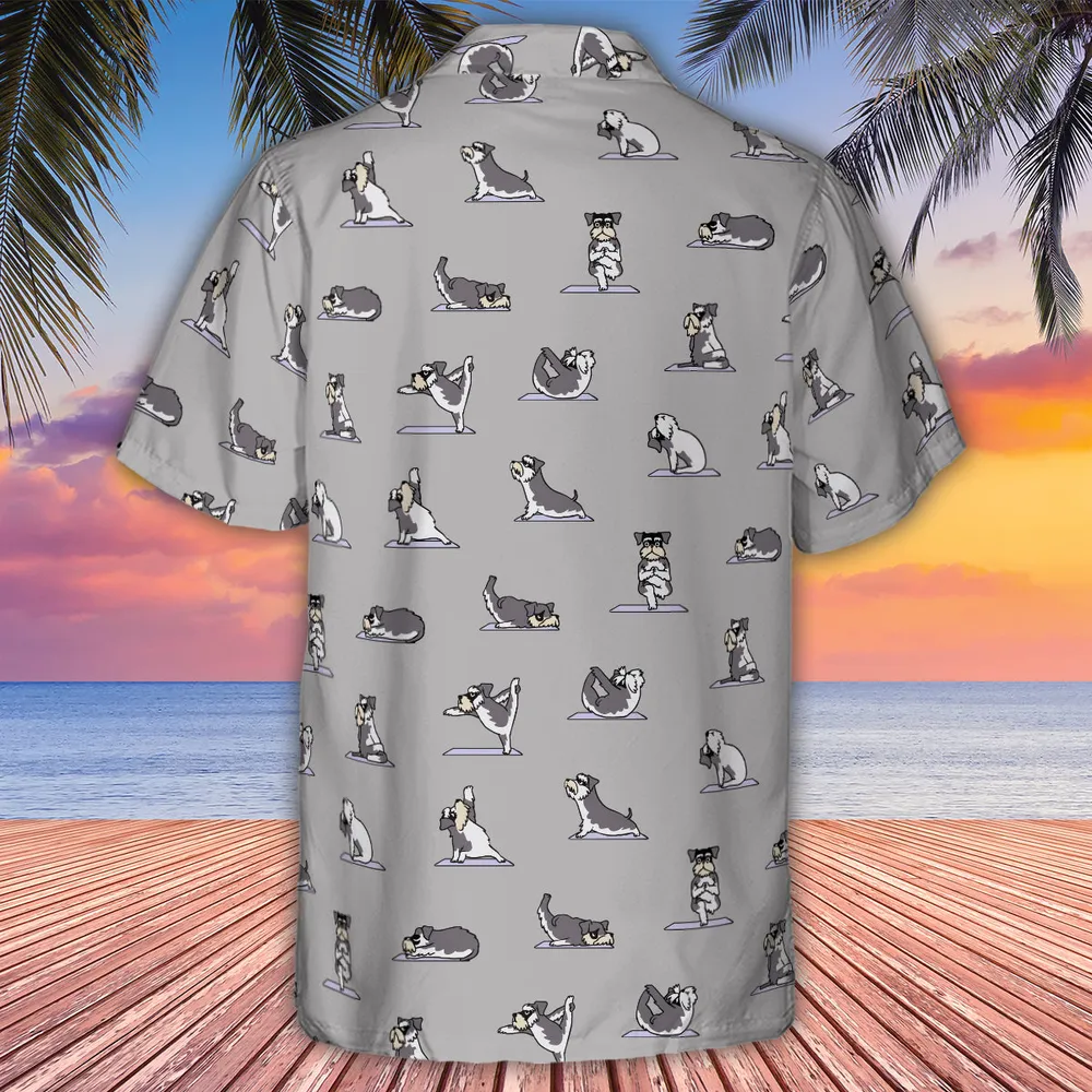 Miniature Schnauzer Yoga Pattern Hawaiian Shirt - 3