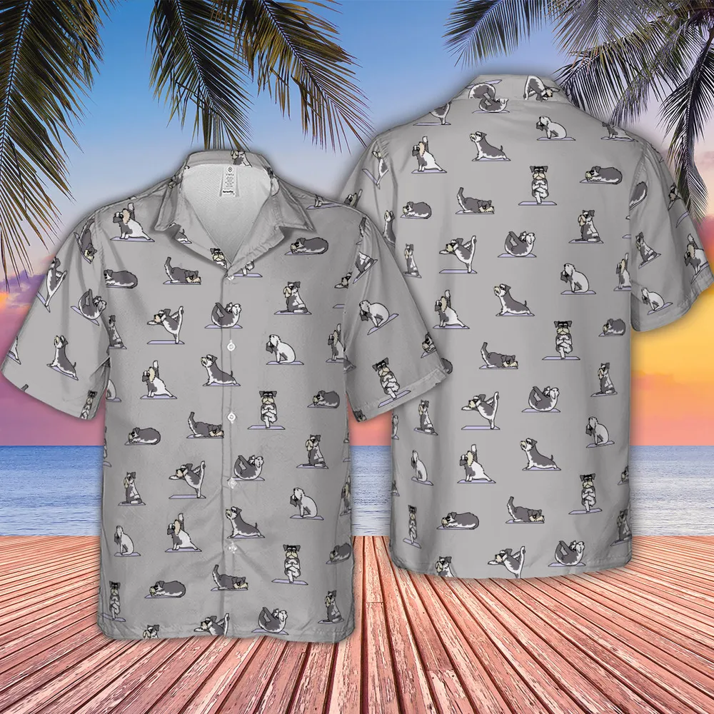 Miniature Schnauzer Yoga Pattern Hawaiian Shirt - 4
