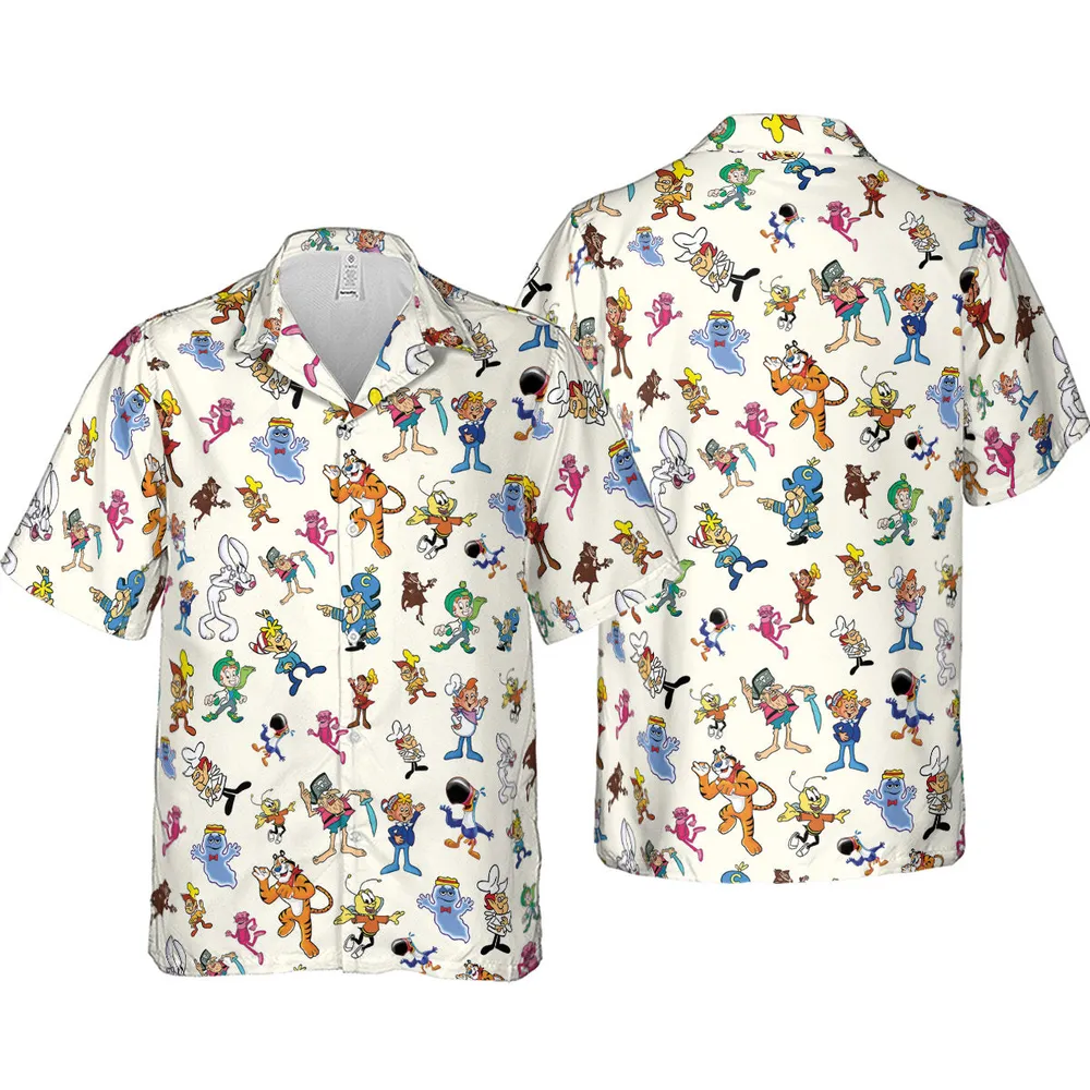 80s 90s Commercial Mascot Cereal Hawaiian Shirt - 4