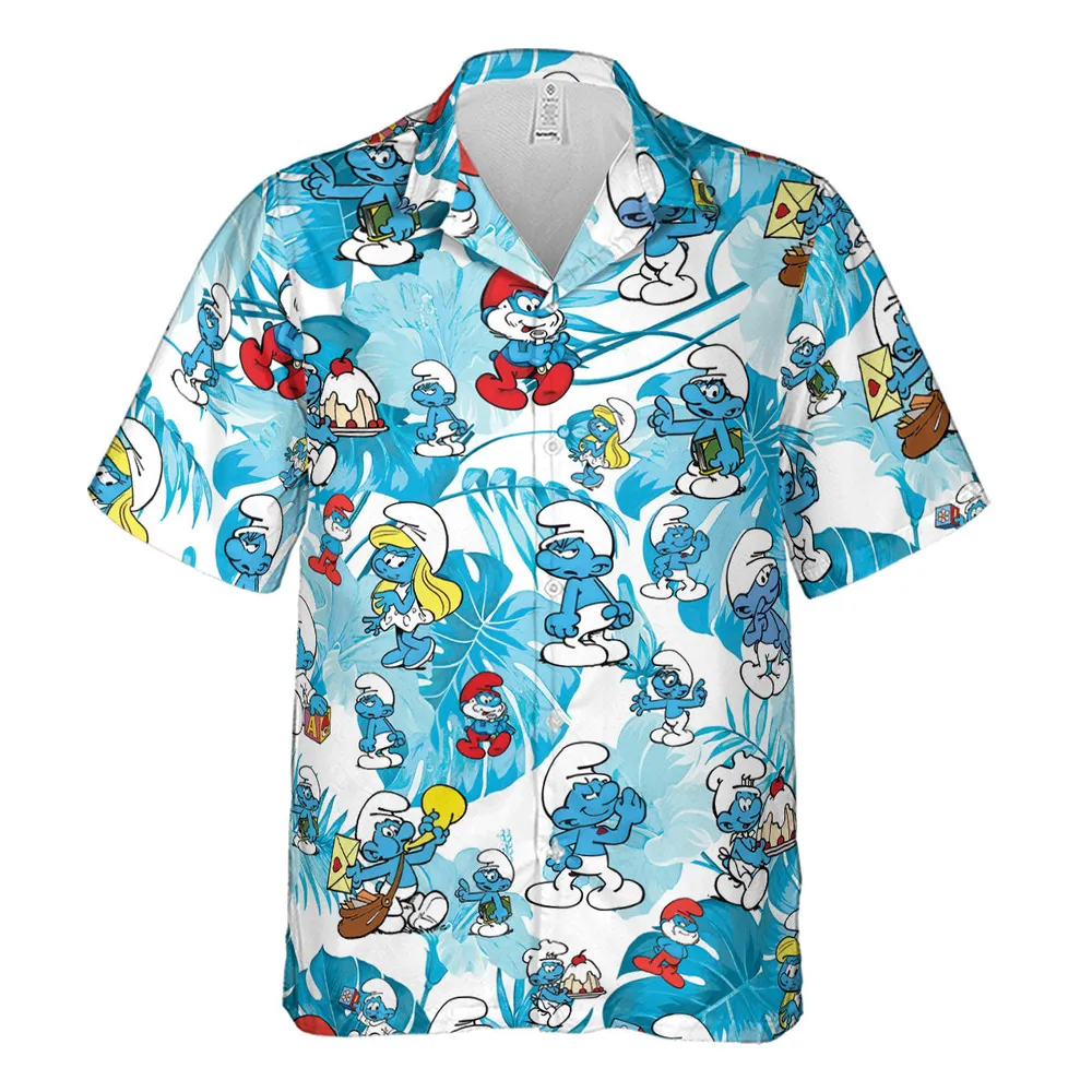 The Smurfs Pattern Hawaiian Shirt - 2