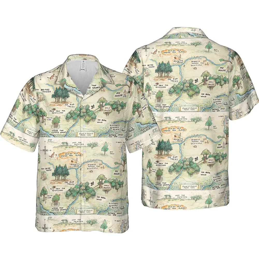 Hundred Acre Wood Map Hawaiian Shirt - 4