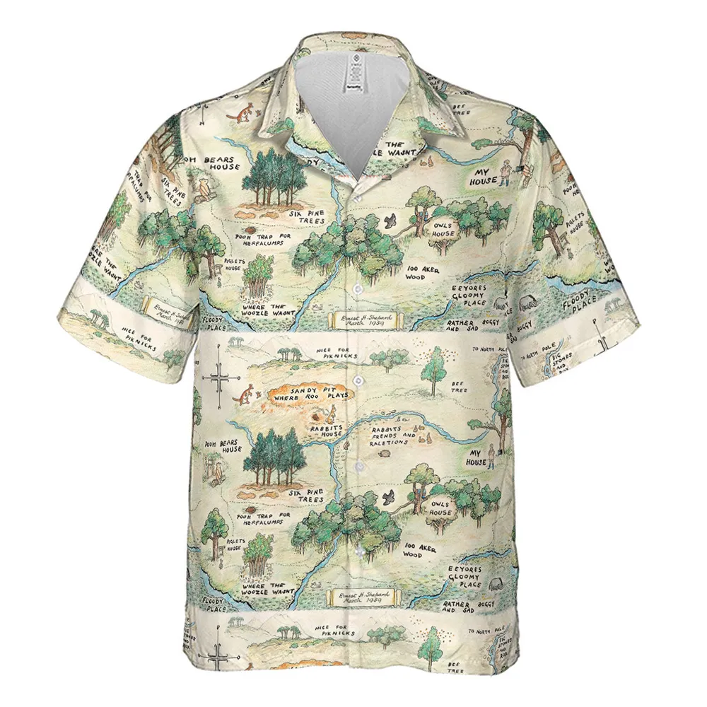 Hundred Acre Wood Map Hawaiian Shirt - 2
