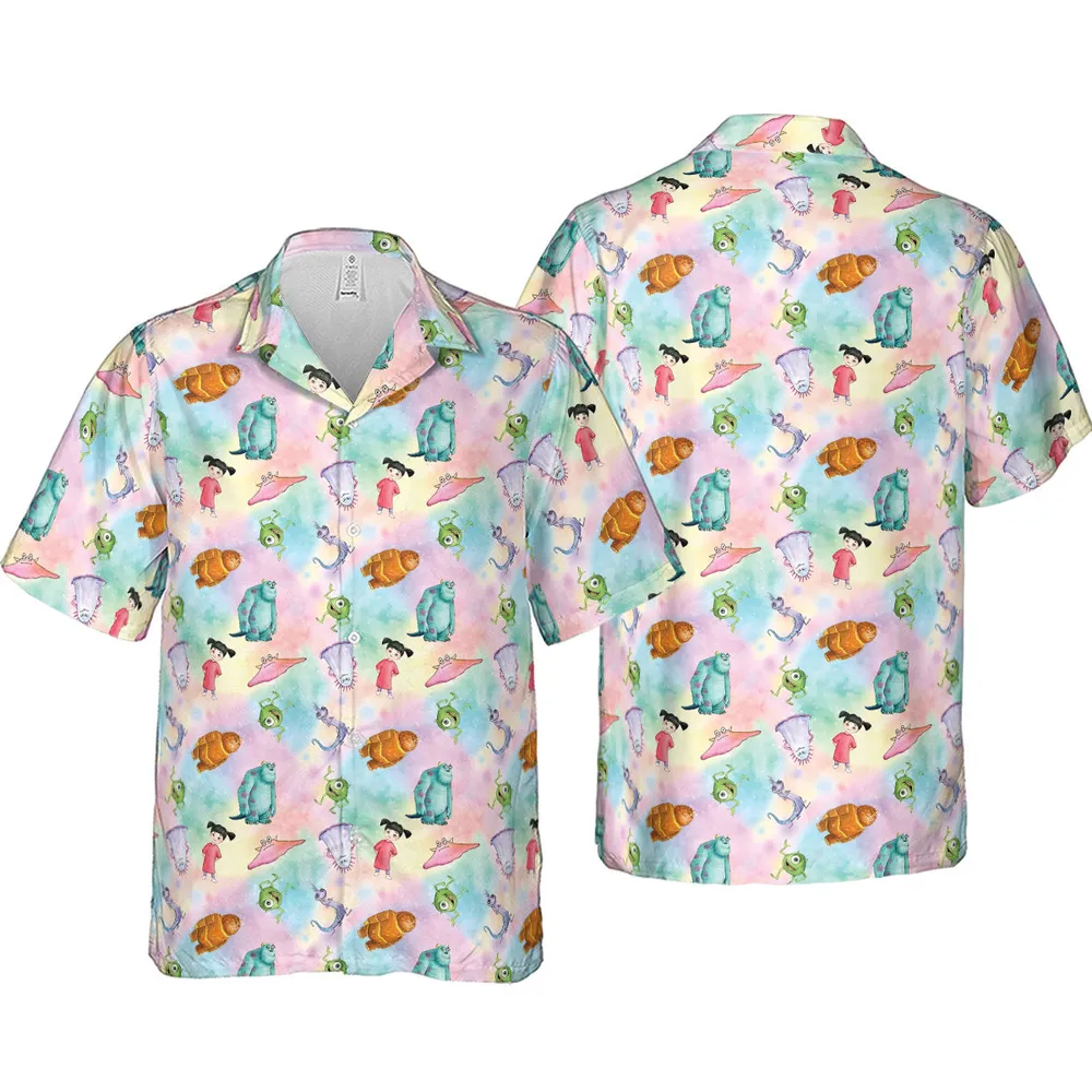 Watercolor Monsters Friends Hawaiian Shirt - 4