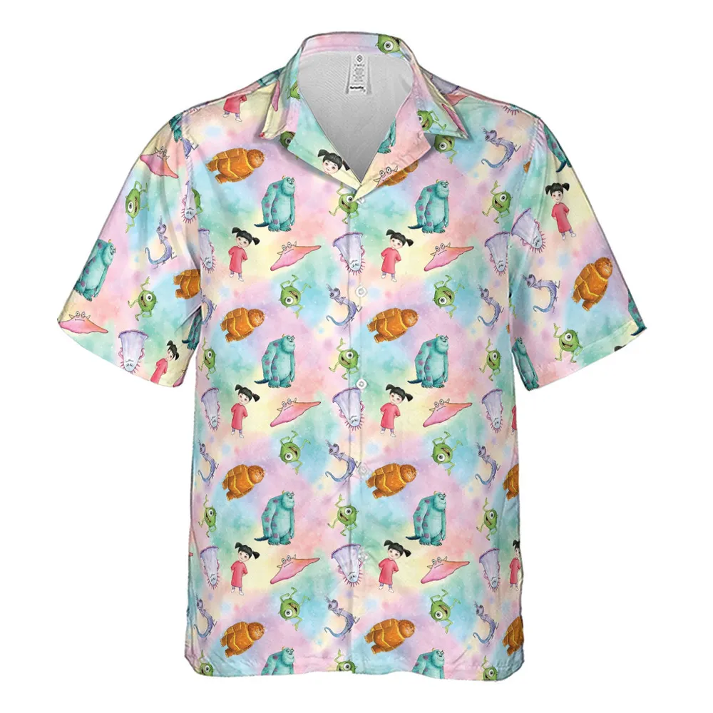 Watercolor Monsters Friends Hawaiian Shirt - 2