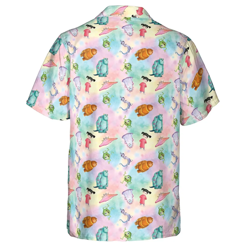 Watercolor Monsters Friends Hawaiian Shirt - 3