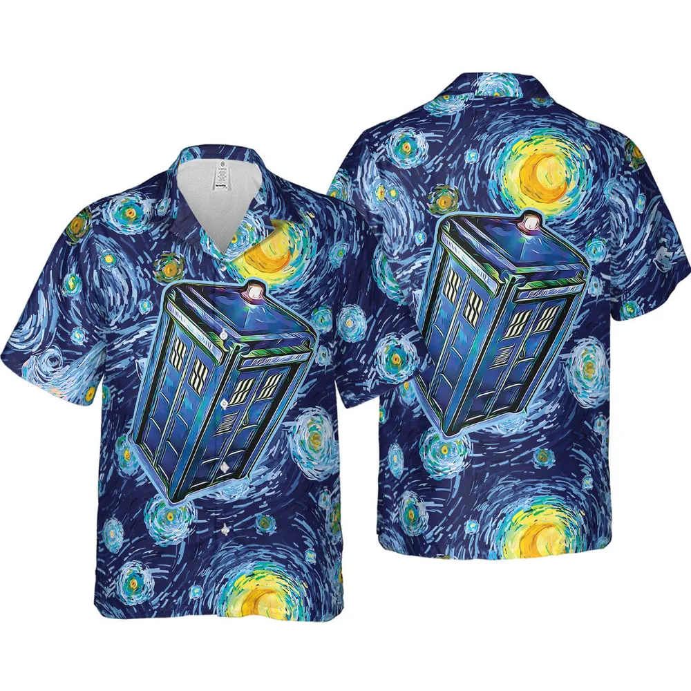 Tardis Starry Night Doctor Who Hawaiian Shirt - 4